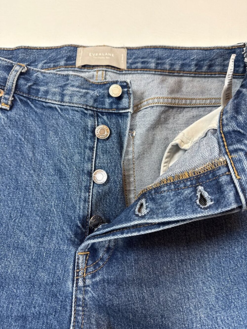 Everlane Cheeky Straight-Leg Blue Jeans Womens 31 Regular Button Fly (OO626) - Picture 6 of 9